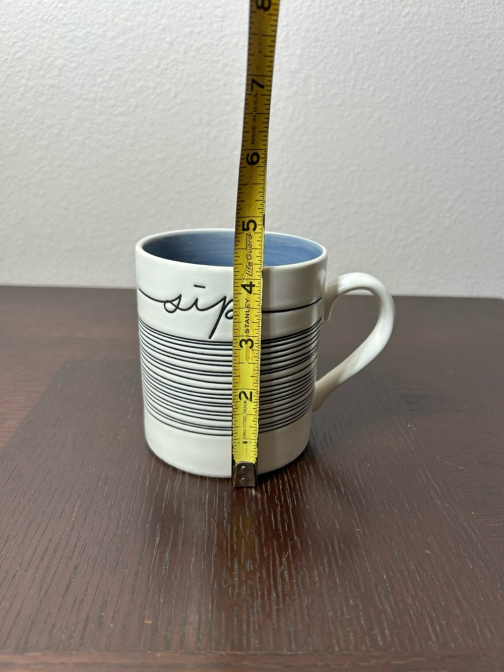 Pier 1 Imports Black White Blue Stoneware "sip" Discontinued Coffee Mug - Picture 10 of 10